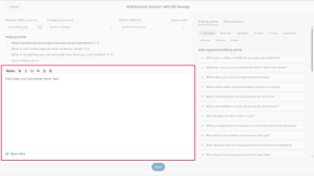 An Advisement session for a student is open. The Notes section is highlighted.